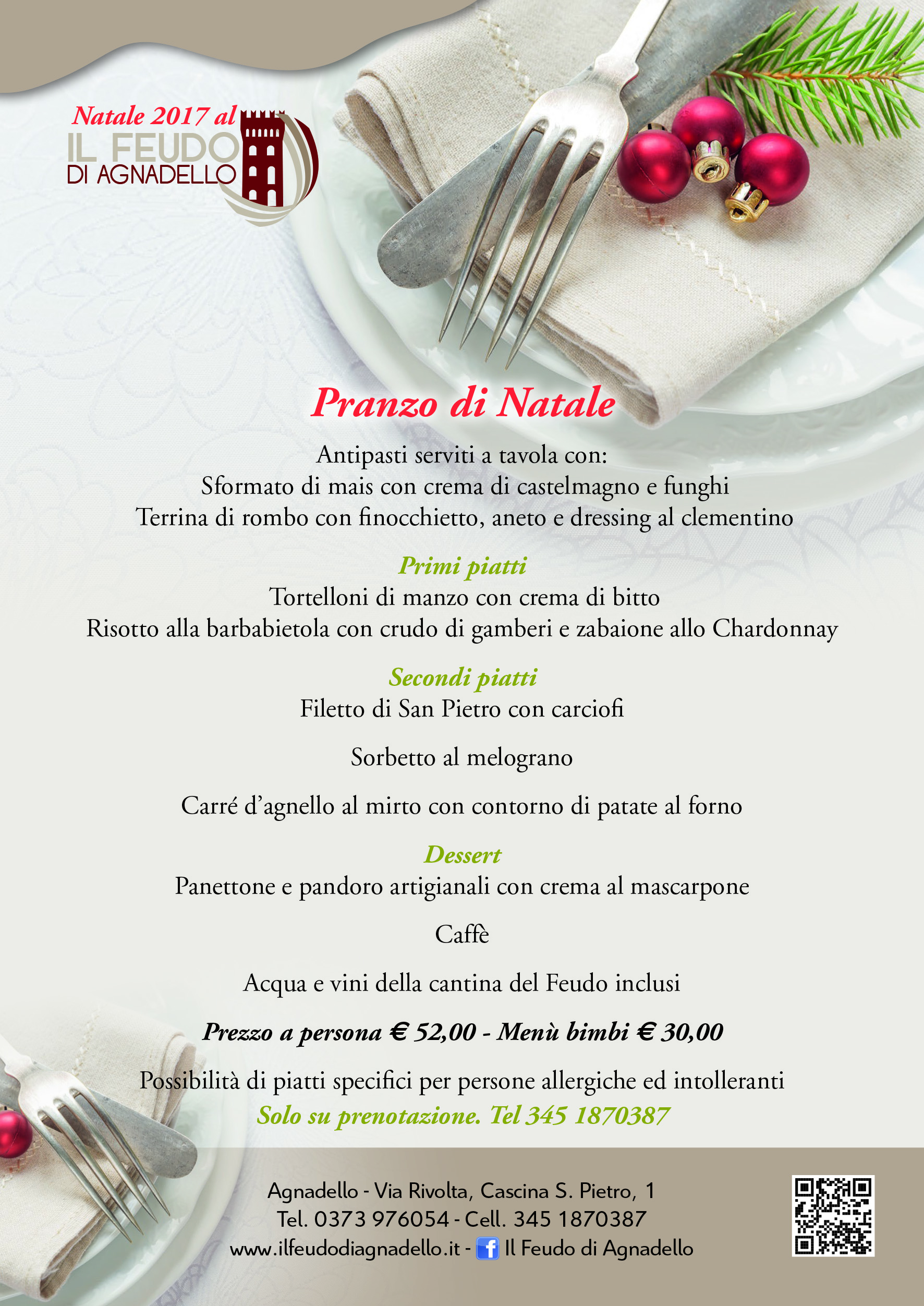 Menu Per Il Pranzo Di Natale 2020.Natale Al Feudo Di Agnadello Andiamo A Tavola